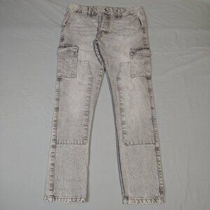 BoohooMAN Jeans Mens Size 30x30 Regular Grey Wash Double Knee Cargo